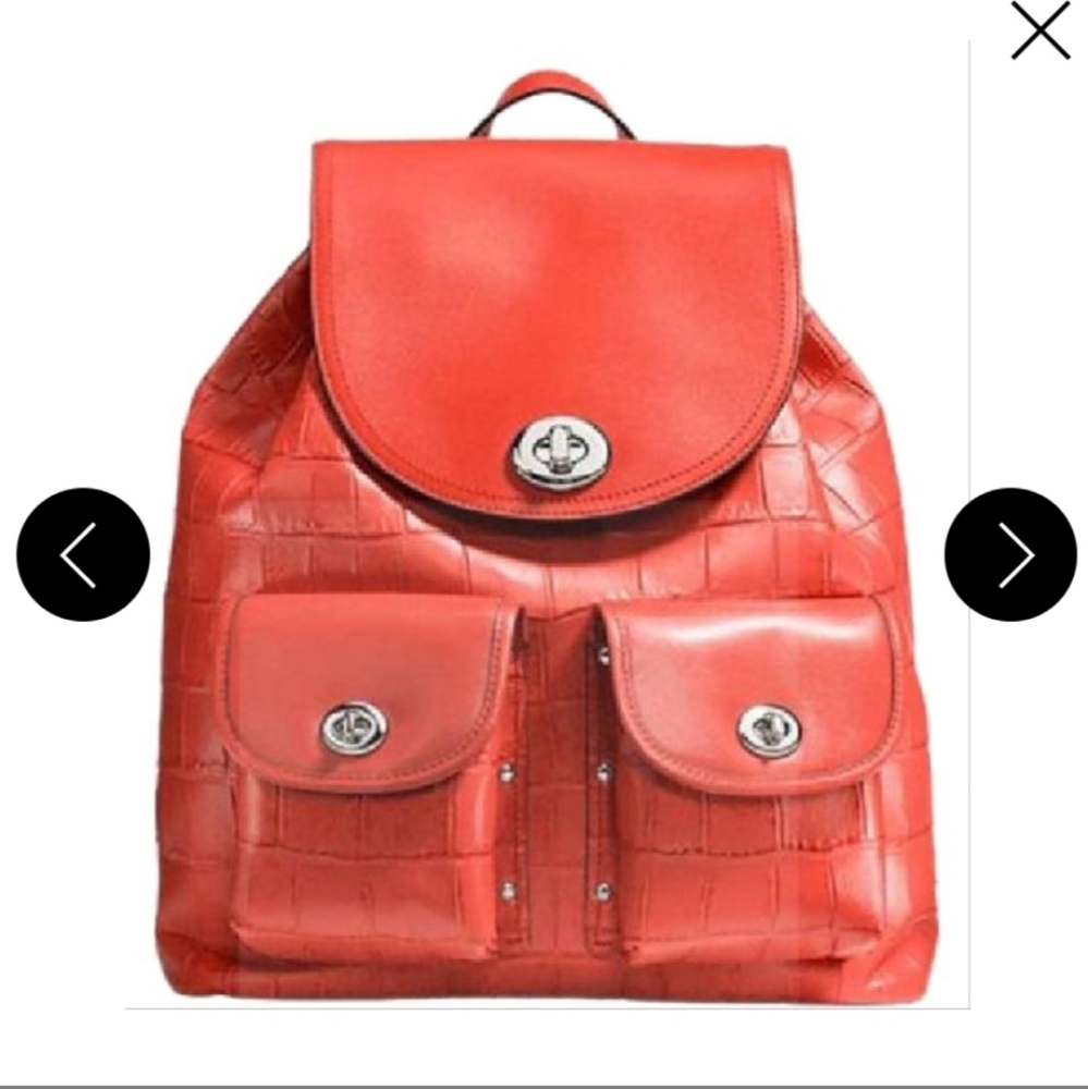 Coach Turnlock Rucksack In Embossed Carmine